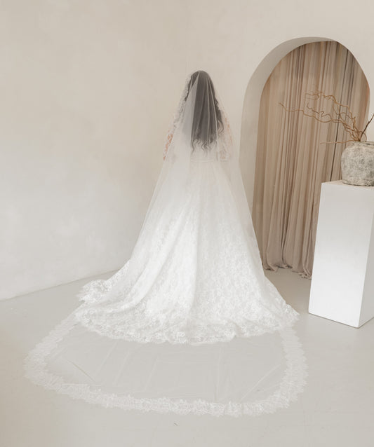 Thick Lace Border wedding Veil