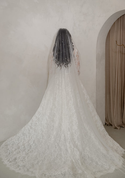Pearl Scatter wedding Veil