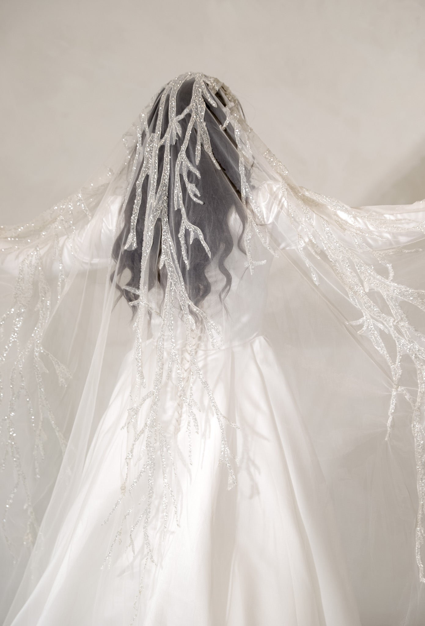 Amira Champagne beaded wedding Veil