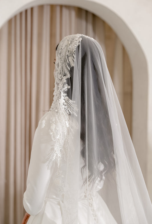 Dina Ivory beaded wedding Veil