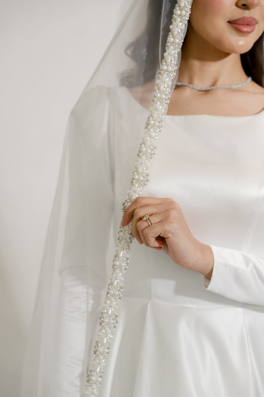 Alara beaded border wedding Veil