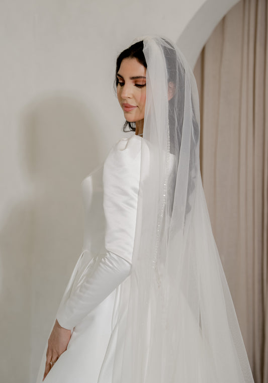 Beaded Crystal Border wedding Veil