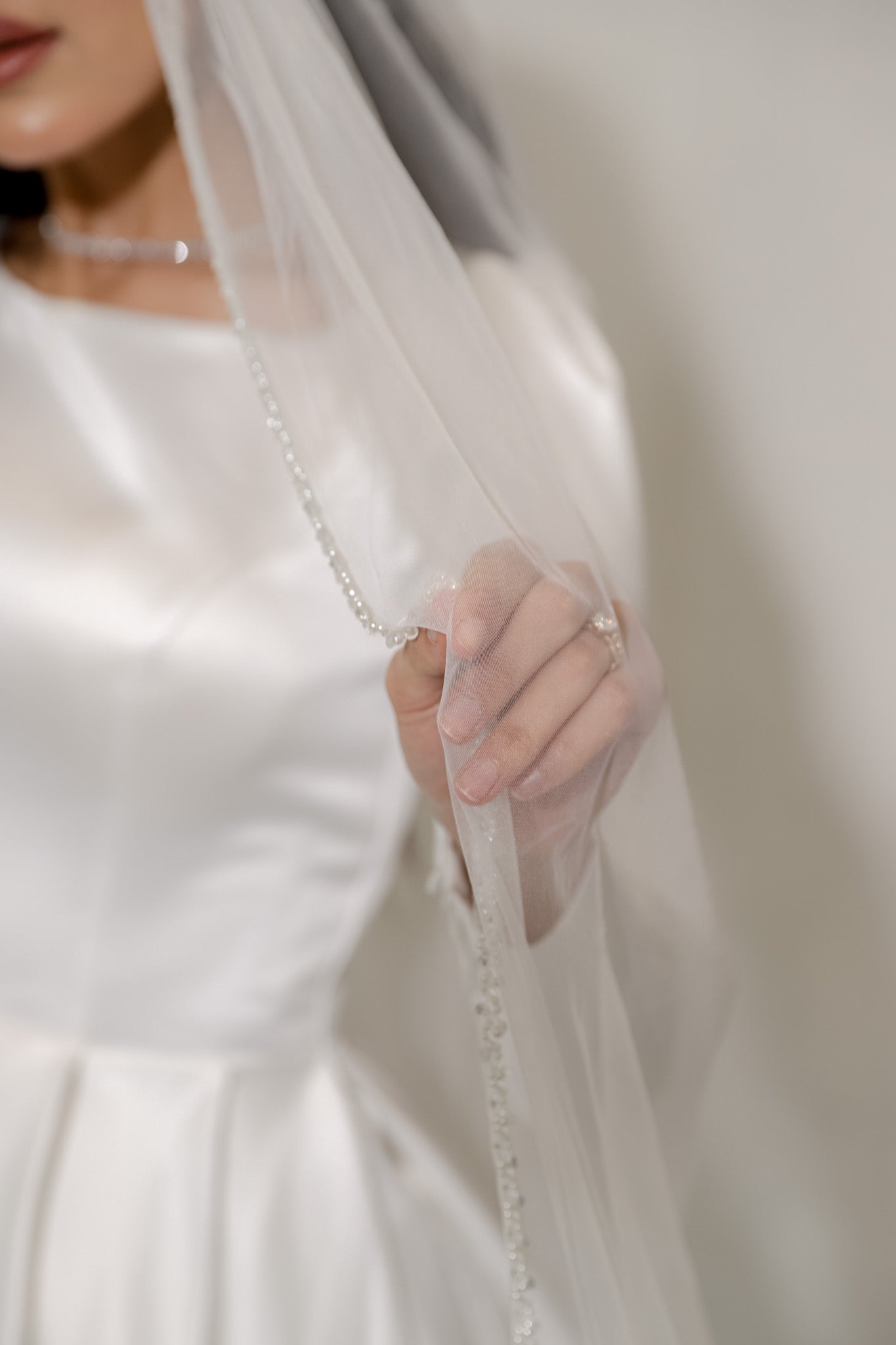 Beaded Crystal Border wedding Veil