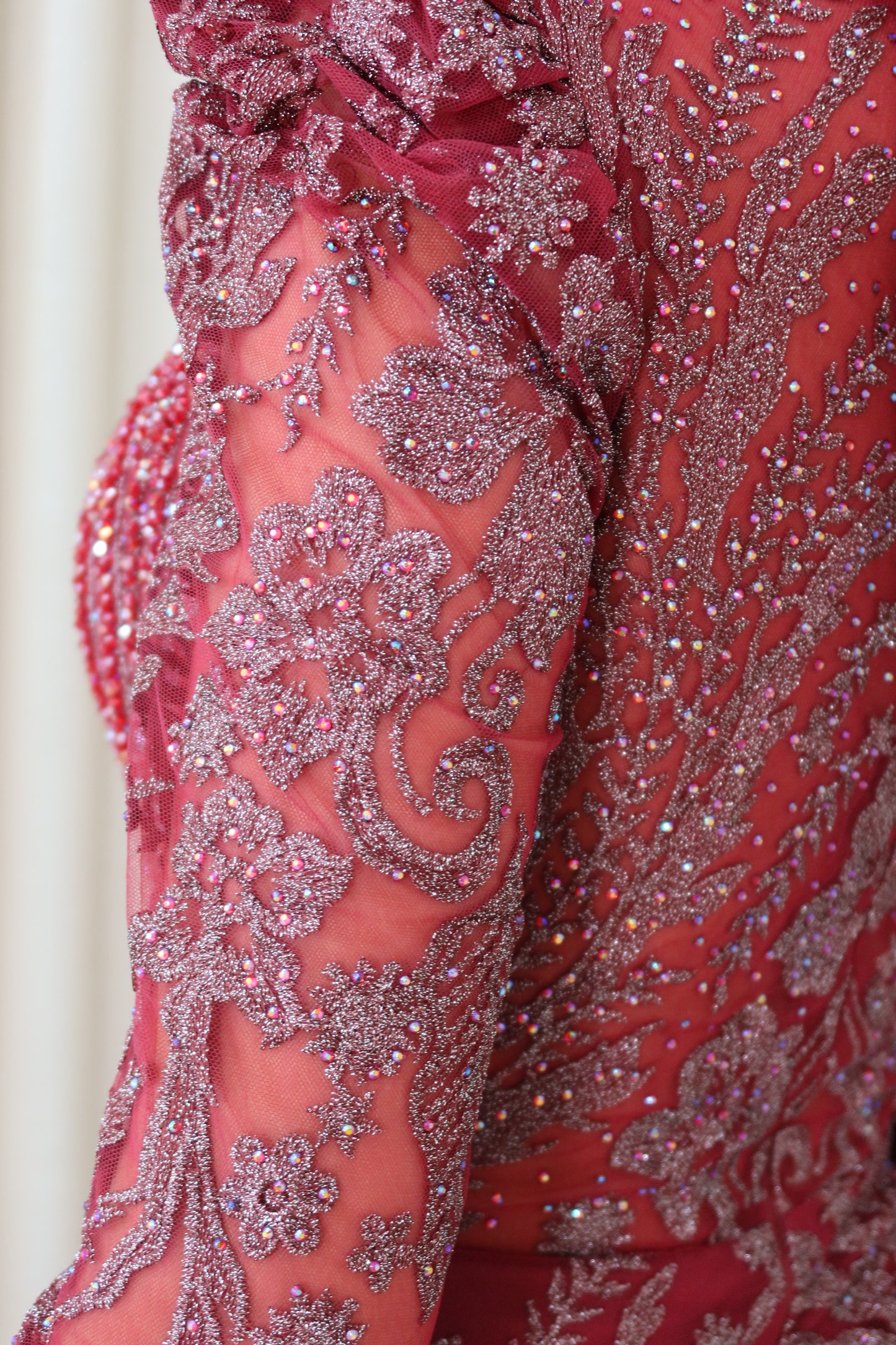 Mara Dark Red Mermaid long sleeve Evening Dress