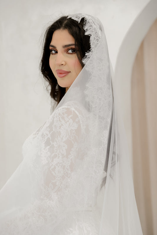 Thick Lace Border wedding Veil