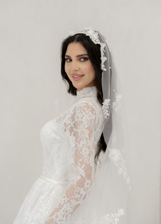 Blossom floral wedding Veil