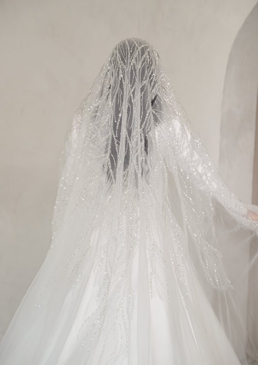 Aya branched sequin wedding Veil