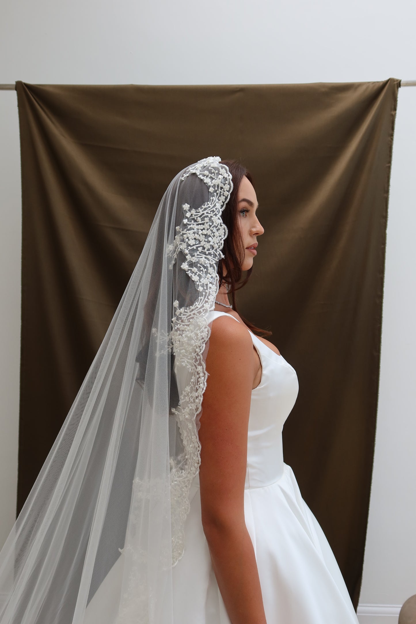 Lana lace Border wedding Veil