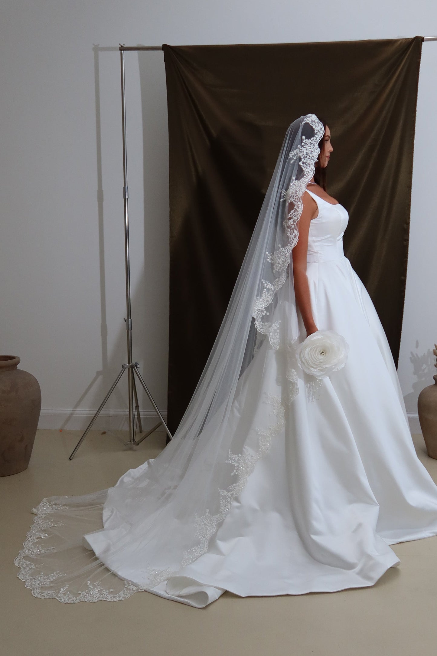 Lana lace Border wedding Veil