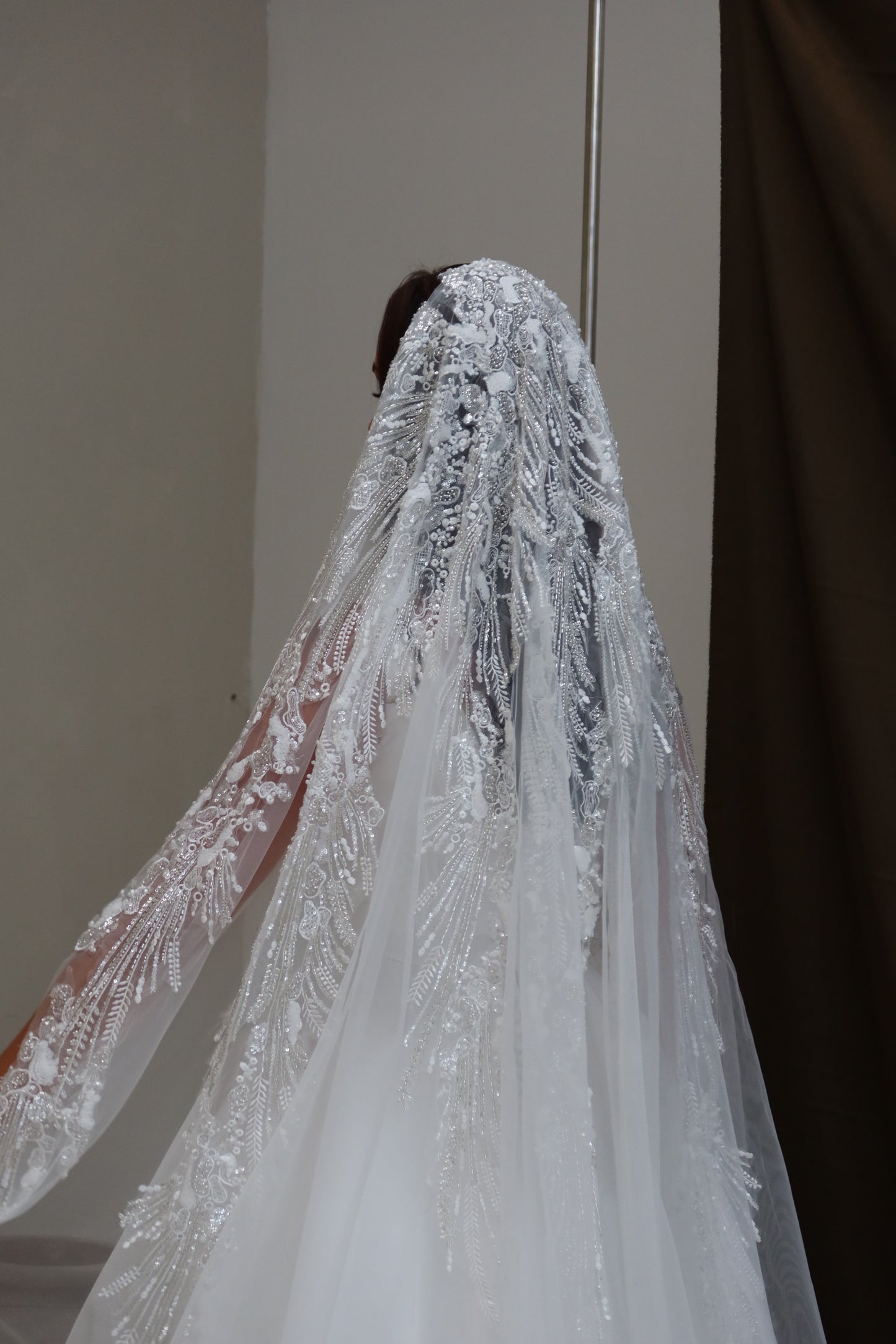 Dina Beaded Ivory gradient wedding veil