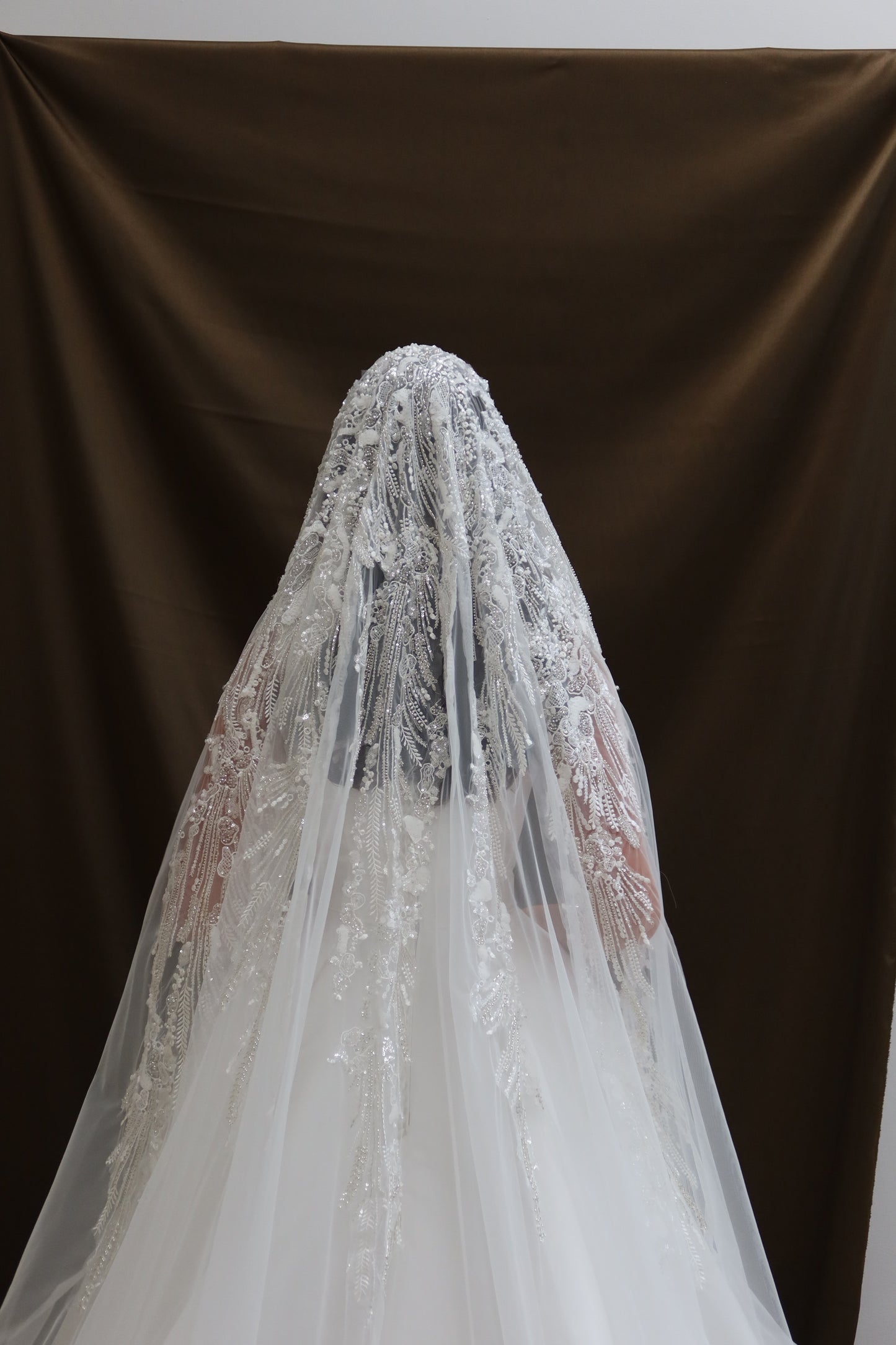 Dina Beaded Ivory gradient wedding veil