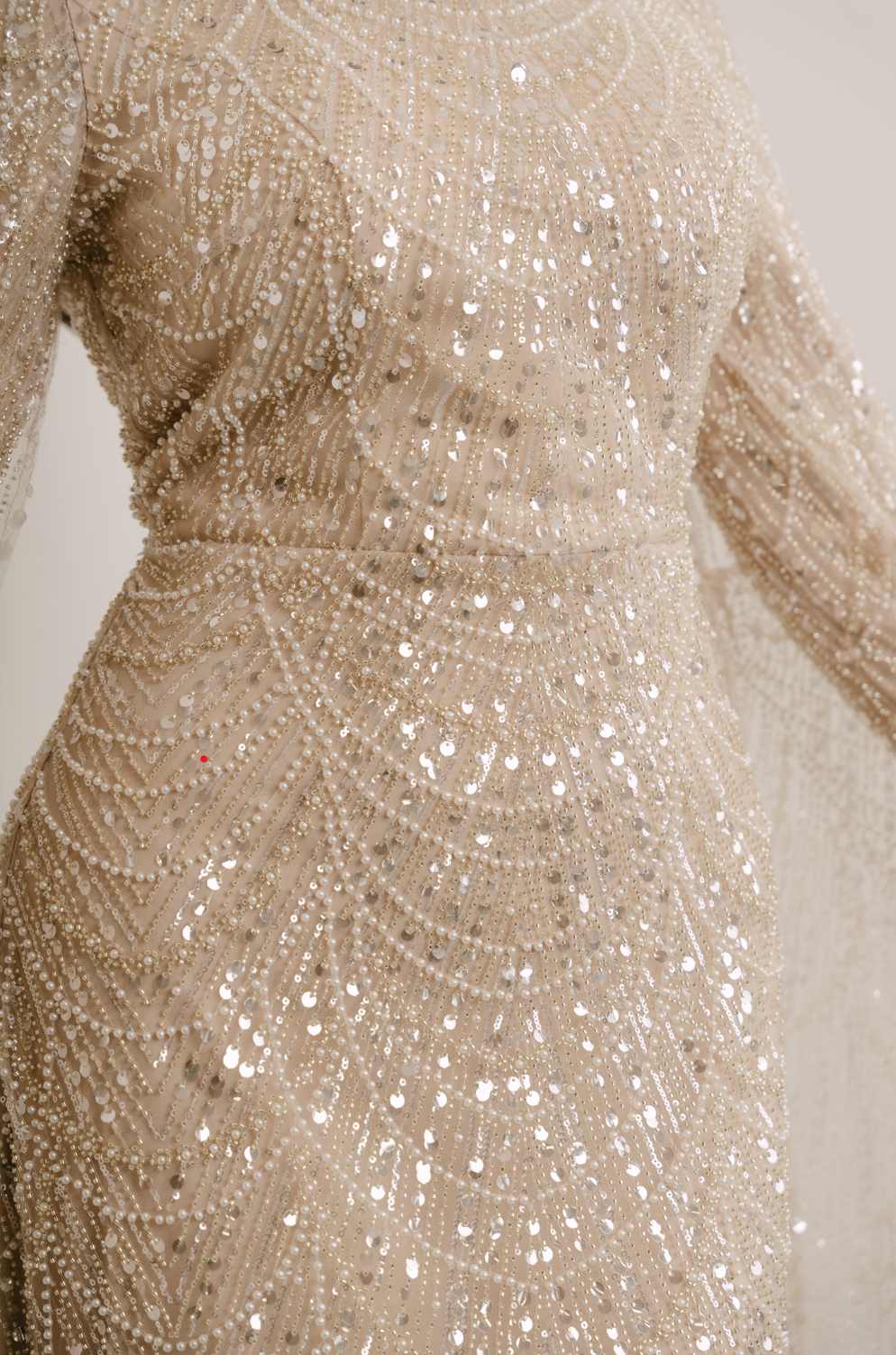 Miya Nude Long Sleeve Maxi Evening Dress