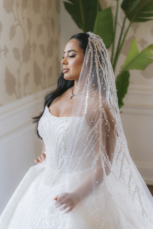 Pearla pearl and sequin branch wedding Veil