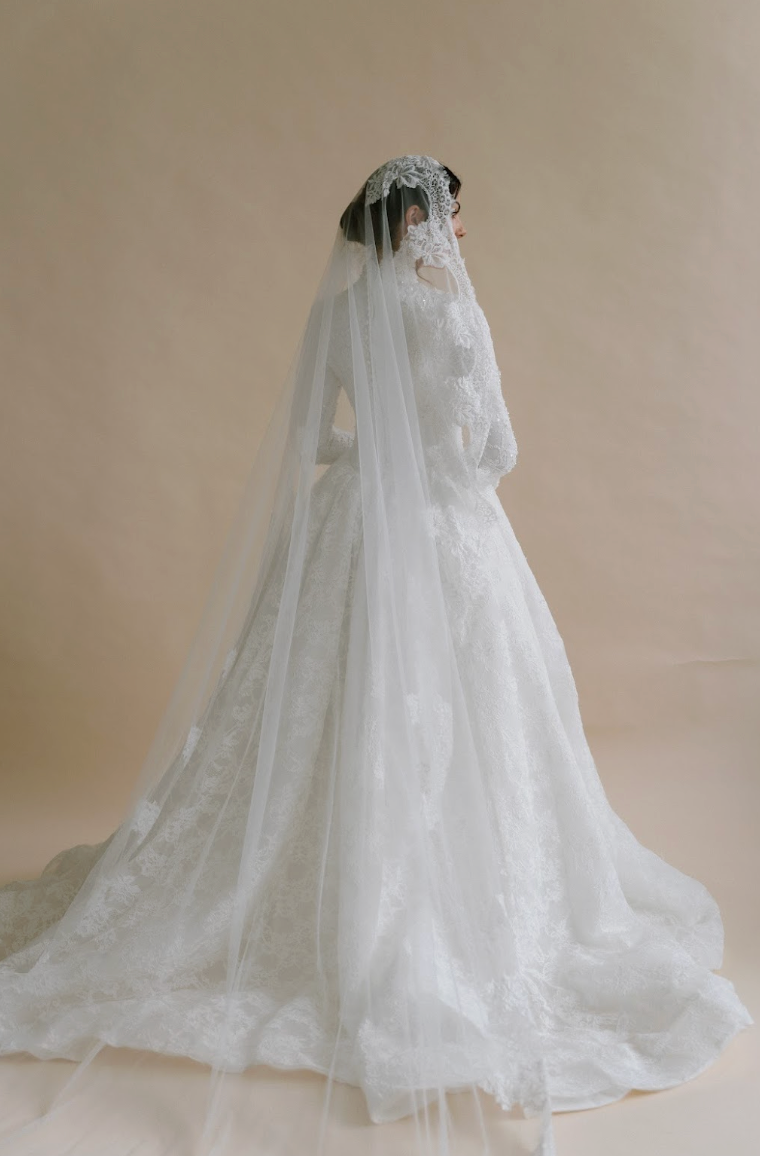 Anya lace border veil