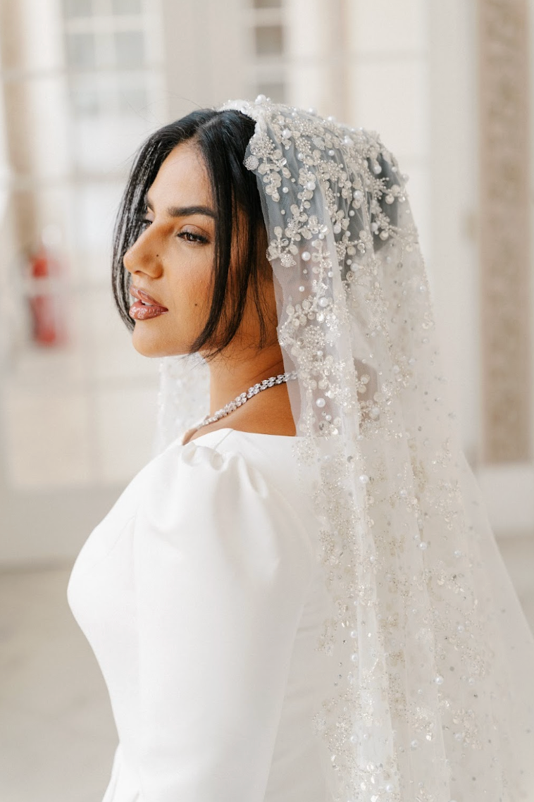 Luna pearl and sequin wedding Veil